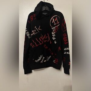 Eleven Paris Black and Red Graphic Hoodie